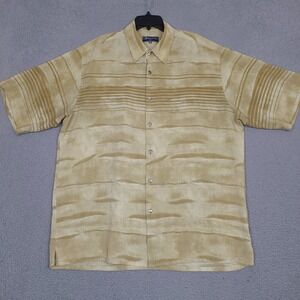 Vintage Bassiri Uomo USA‎ Shirt Mens XXL Brown Gold Button Up Short Sleeve A2
